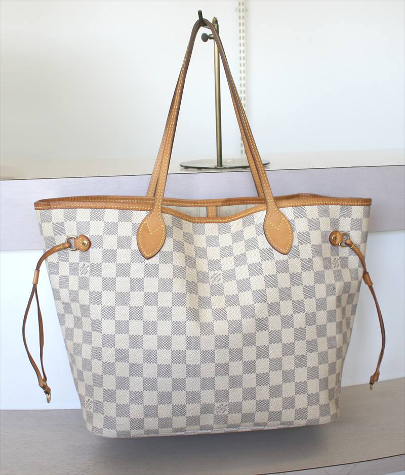 Auth LN15 Louis Vuitton Damier Azur Neverfull MM N51107 Tote Bag from Japan