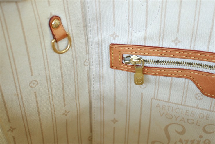 精品Louis Vuitton N41358 Neverfull 中號手袋單肩包啡格帆布牛皮