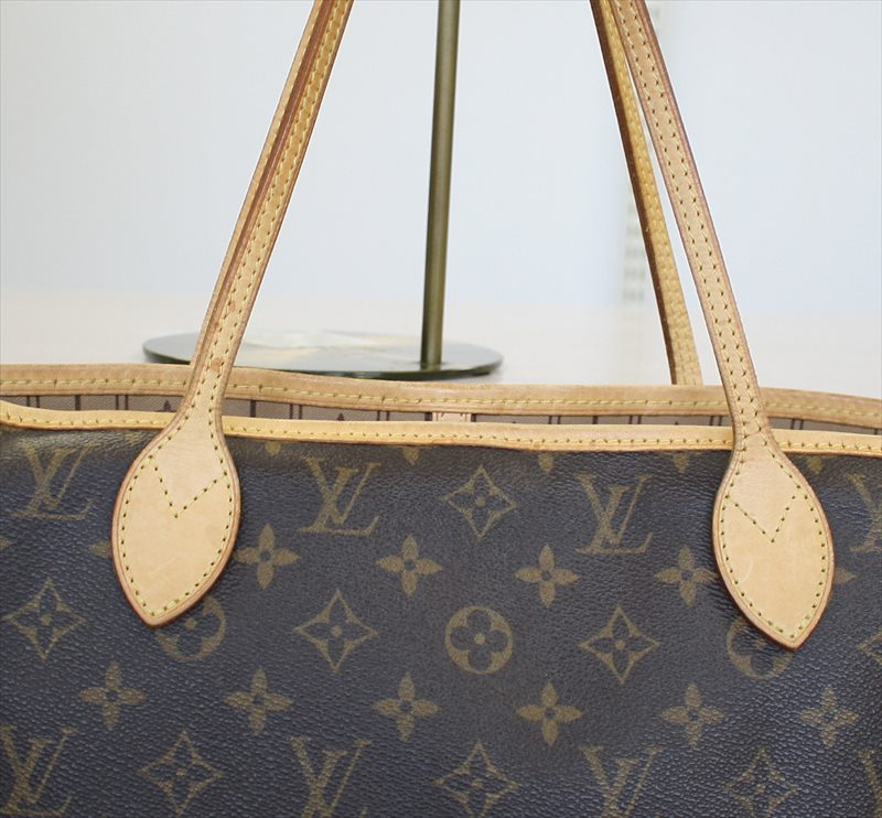 Louis Vuitton Neverfull MM Monogram Beige Shoulder Bag Tote – AE