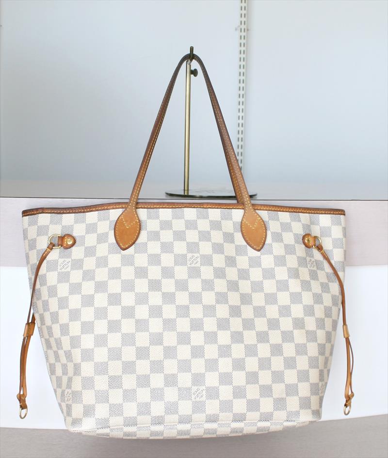 Authentic Louis Vuitton Damier Azur Neverfull MM Shoulder Tote Bag #20074